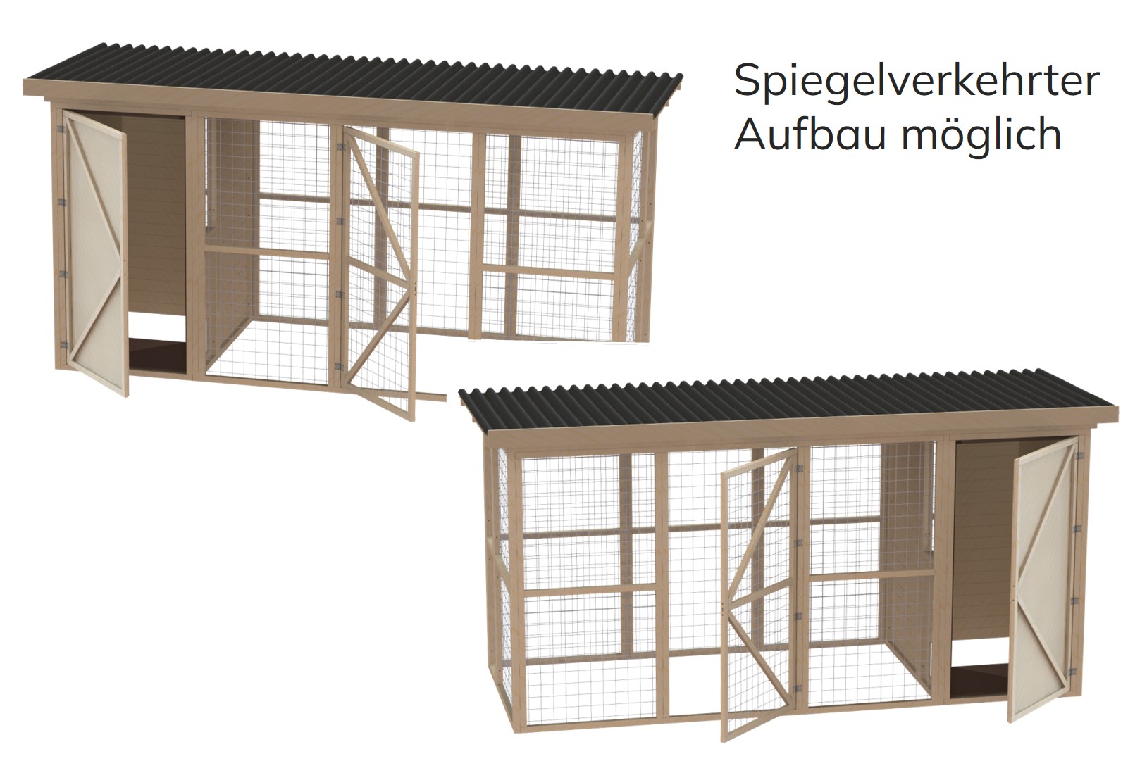 1,5m Tiefe: Gehege / Voliere mit Schutzhaus